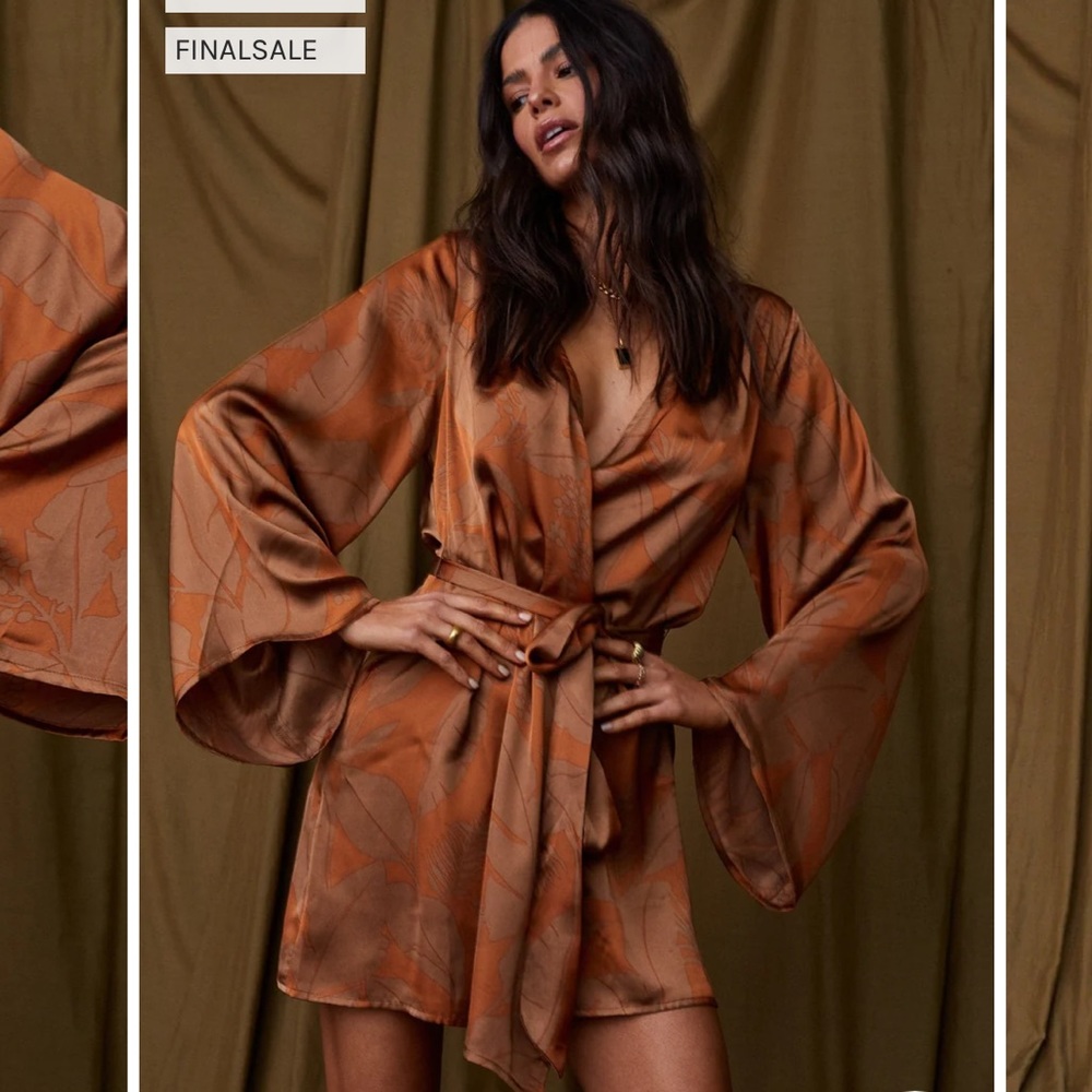 12th Tribe Orange Wrap Dress, Kimono